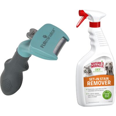 FURminator DeShedding Kam voor katten + 709 ml Nature's Miracle vlekverwijderaar gratis! - Kleine Kat / Langhaar FURminator DeShedding Kam voor katten + 709 ml Nature's Miracle vlekverwijderaar gratis! - Kleine Kat / Langhaar