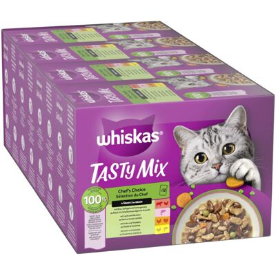 48x85g Chef's Choice in Saus Tasty Mix Whiskas Kattenvoer Portiezakjes 48x85g Chef's Choice in Saus Tasty Mix Whiskas Kattenvoer Portiezakjes