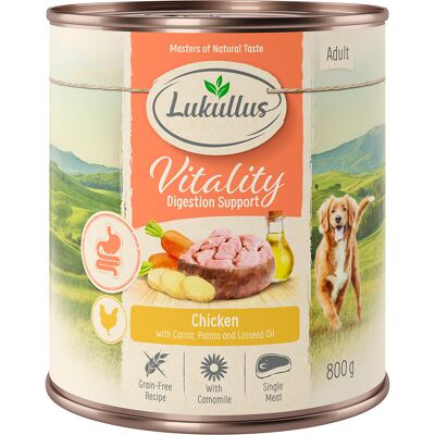 6x800g Vitality Ondersteunt de Spijsvertering Kip Graanvrij Lukullus Honden natvoer 6x800g Vitality Ondersteunt de Spijsvertering Kip Graanvrij Lukullus Honden natvoer