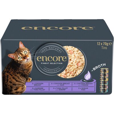 24x70g Encore blikje in bouillon Fijnste Selection Multipack natvoer voor katten 24x70g Encore blikje in bouillon Fijnste Selection Multipack natvoer voor katten