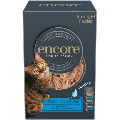 20x 50g Encore Cat Zakjes in Bouillon Visselectie (3 soorten) Nat kattenvoer 20x 50g Encore Cat Zakjes in Bouillon Visselectie (3 soorten) Nat kattenvoer
