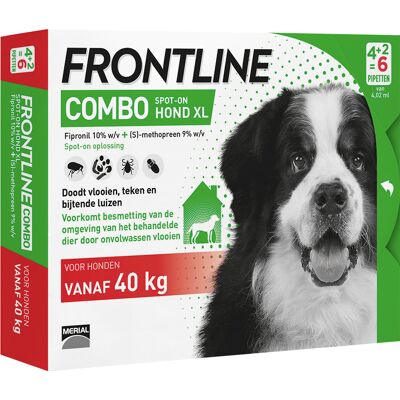 6 Stuks à 4,02ml XL Frontline Combo Spot-On voor Honden >40kg 6 Stuks à 4,02ml XL Frontline Combo Spot-On voor Honden >40kg
