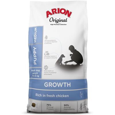 12kg Arion Original Growth Medium Breed Kip hondenvoer droog 12kg Arion Original Growth Medium Breed Kip hondenvoer droog