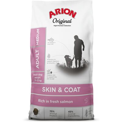 12kg Arion Original Skin & Coat Medium Breed Zalm hondenvoer droog 12kg Arion Original Skin & Coat Medium Breed Zalm hondenvoer droog