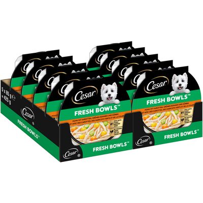 10x85g Cesar Fresh Bowls kip in saus natvoer voor honden 10x85g Cesar Fresh Bowls kip in saus natvoer voor honden