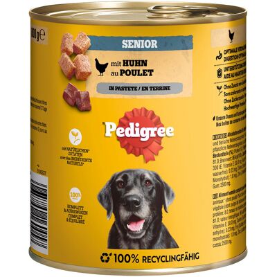 12x800g Senior kip in paté Pedigree Classic natvoer voor honden 12x800g Senior kip in paté Pedigree Classic natvoer voor honden
