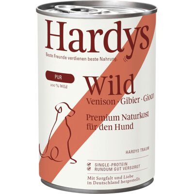 6x 400g Hardys Pure Wild natvoer voor honden 6x 400g Hardys Pure Wild natvoer voor honden