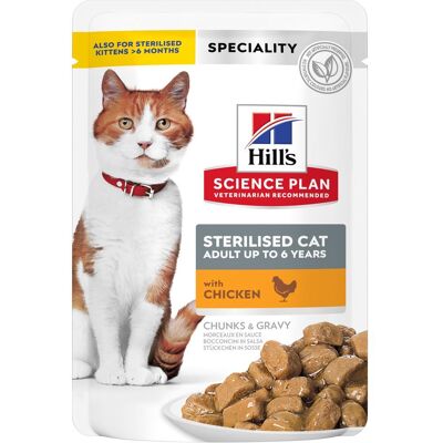 12x85g Adult Sterilised Cat met Kip Hill's Science Plan Kattenvoer 12x85g Adult Sterilised Cat met Kip Hill's Science Plan Kattenvoer