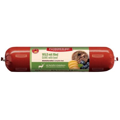 Fleischeslust Classic 6 x 800 g - Hertenvlees met rundvlees, aardappel en bosbessen. Fleischeslust Classic 6 x 800 g - Hertenvlees met rundvlees, aardappel en bosbessen.