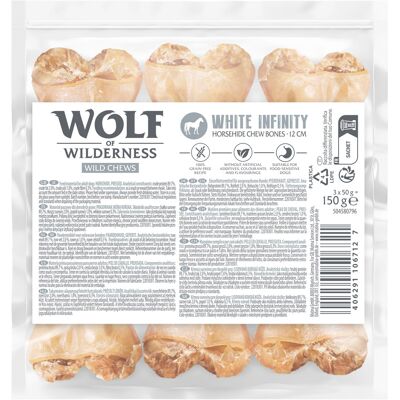 Wolf of Wilderness Wolf of Wildenress kauwbot gemaakt van paardenhuid "White Infinity" - Voordeelpakket: 9x 12cm Wolf of Wilderness Wolf of Wildenress kauwbot gemaakt van paardenhuid "White Infinity" - Voordeelpakket: 9x 12cm