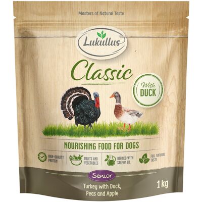 Lukullus Classic Senior Kalkoen & Eend (graanvrij) - Voordeelpakket: 5 x 1 kg Nieuw Receptuur Lukullus Classic Senior Kalkoen & Eend (graanvrij) - Voordeelpakket: 5 x 1 kg Nieuw Receptuur