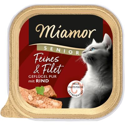 16x 100g Miamor Fijn & Filet Senior Gevogelte Pur & Rund Natvoer voor katten 16x 100g Miamor Fijn & Filet Senior Gevogelte Pur & Rund Natvoer voor katten
