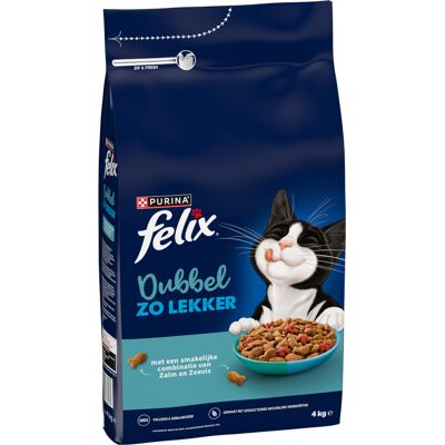 4 kg Felix Dubbel lekker zalm & zeevis kattenvoer droog 4 kg Felix Dubbel lekker zalm & zeevis kattenvoer droog