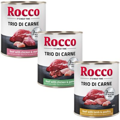 Rocco Trio di Carne Gemengd Probeerpakket 6 x 800 g Hondenvoer - Mix met drie soorten Rocco Trio di Carne Gemengd Probeerpakket 6 x 800 g Hondenvoer - Mix met drie soorten