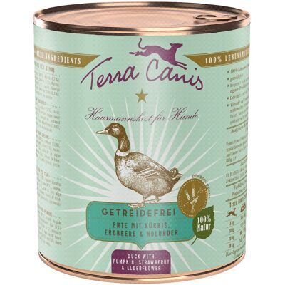 6x800g Graanvrij Eend met Pompoen, Aardbei & Vlierbessen Terra Canis Hondenvoer 6x800g Graanvrij Eend met Pompoen, Aardbei & Vlierbessen Terra Canis Hondenvoer