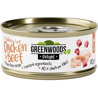 Greenwoods Delight Kipfilet met Rund 24 x 70 g Greenwoods Delight Kipfilet met Rund 24 x 70 g
