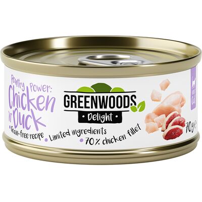 Greenwoods Delight Kipfilet met Eend 24 x 70 g Greenwoods Delight Kipfilet met Eend 24 x 70 g