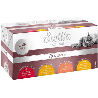 Smilla Fine Menu met Voortreffelijke Vulling 24 x 100 g - Voordeelpakket(4 soorten) Smilla Fine Menu met Voortreffelijke Vulling 24 x 100 g - Voordeelpakket(4 soorten)