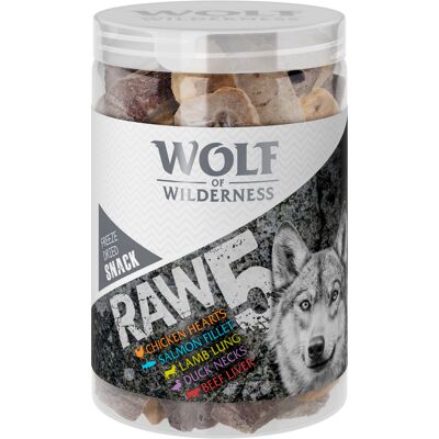 3x150g RAW 5 (Mix, gevriesdroogd) Wolf of Wilderness Hondensnacks 3x150g RAW 5 (Mix, gevriesdroogd) Wolf of Wilderness Hondensnacks