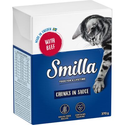 Smilla Hapjes in Saus 24 x 370 en Smilla Hapjes in Gelei 24 x 380 g Kattenvoer - Rund in Saus Smilla Hapjes in Saus 24 x 370 en Smilla Hapjes in Gelei 24 x 380 g Kattenvoer - Rund in Saus