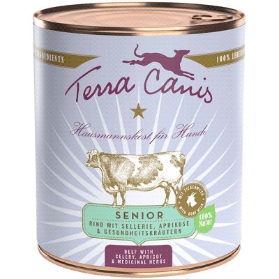 6 x 800 g Terra Canis Senior Graanvrij Rundvlees met Selderij, Abrikoos en Gezondheidskruiden Nat Hondenvoer 6 x 800 g Terra Canis Senior Graanvrij Rundvlees met Selderij, Abrikoos en Gezondheidskruiden Nat Hondenvoer