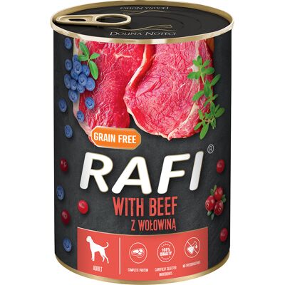 24x400g RAFI Adult met rundvlees, bosbes en veenbes nat hondenvoer 24x400g RAFI Adult met rundvlees, bosbes en veenbes nat hondenvoer