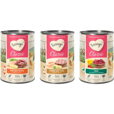 12x400g Feringa Classic Meat Menu Mixpakket 3 (Wild, Rund & Gevogelte, Kip & Forel) Kattenvoer 12x400g Feringa Classic Meat Menu Mixpakket 3 (Wild, Rund & Gevogelte, Kip & Forel) Kattenvoer