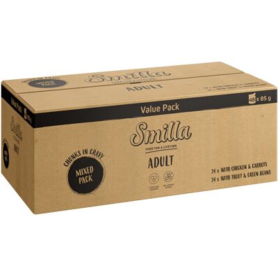 Smilla fresh zakjes Volwassen hapjes met groenten - JUMBOPACK Mixpakket (48 x 85 g) Smilla fresh zakjes Volwassen hapjes met groenten - JUMBOPACK Mixpakket (48 x 85 g)