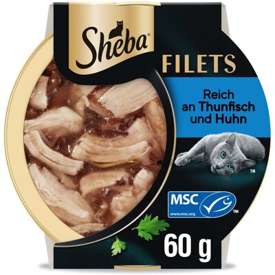 16x60g Kip/Tonijn Fijne Filets Sheba Kattenvoer 16x60g Kip/Tonijn Fijne Filets Sheba Kattenvoer