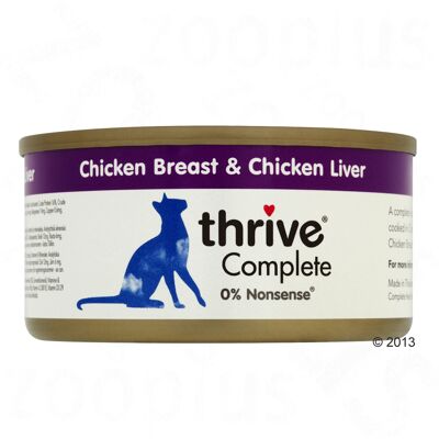 12x75g Adult Wet Complete Kippenborst & Lever Thrive Kattenvoer 12x75g Adult Wet Complete Kippenborst & Lever Thrive Kattenvoer