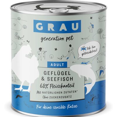 GRAU Smulpotje Graanvij 6 x 800 g Kattenvoer - Gevogelte & Zeevis GRAU Smulpotje Graanvij 6 x 800 g Kattenvoer - Gevogelte & Zeevis