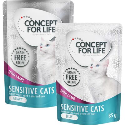 Gemengd Voordeelpakket Concept for Life Gelei & Saus graanvrij 24 x 85 g Kattenvoer - Sensitive Cats Lam in Saus & Gelei Gemengd Voordeelpakket Concept for Life Gelei & Saus graanvrij 24 x 85 g Kattenvoer - Sensitive Cats Lam in Saus & Gelei