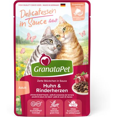 12x 100g GranataPet Delicatessen in Saus Kip & Runderhart Natvoer voor katten 12x 100g GranataPet Delicatessen in Saus Kip & Runderhart Natvoer voor katten