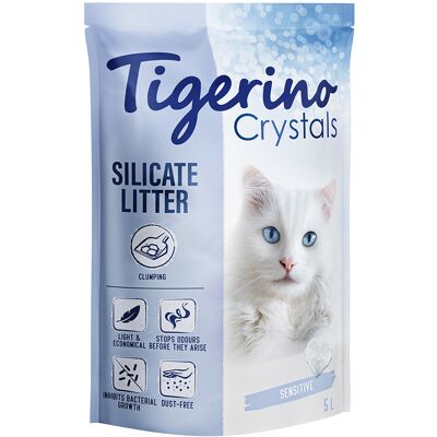 3x5l Sensitive Parfumvrij Tigerino Crystals Klonterende Kattenbakvulling 3x5l Sensitive Parfumvrij Tigerino Crystals Klonterende Kattenbakvulling