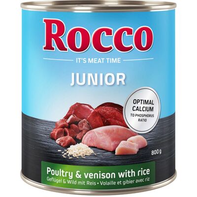 6x800g Junior Gevogelte, Wild & Rijst + Calcium Rocco Hondenvoer 6x800g Junior Gevogelte, Wild & Rijst + Calcium Rocco Hondenvoer