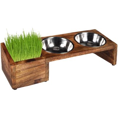 Flamingo tweelingkom Lela met kattengraskom 2x 375ml Flamingo tweelingkom Lela met kattengraskom 2x 375ml