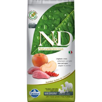 12kg Wild zwijn en appel Prime Adult Medium & Maxi Farmina N&D Hond 12kg Wild zwijn en appel Prime Adult Medium & Maxi Farmina N&D Hond