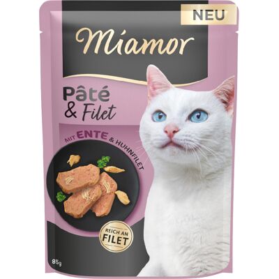 Voordeelpakket: 30x85g Miamor Pâté & Filet eend natvoer voor katten Voordeelpakket: 30x85g Miamor Pâté & Filet eend natvoer voor katten