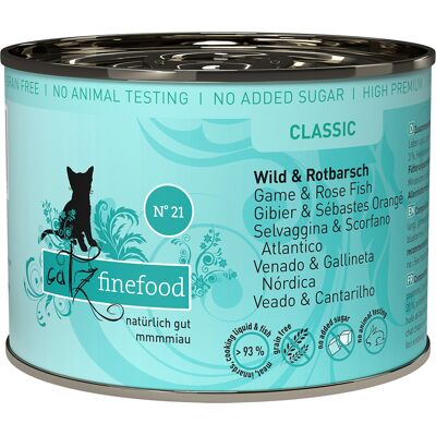 Voordeelpakket catz finefood 12 x 200 g - Wild & Roodbaars Voordeelpakket catz finefood 12 x 200 g - Wild & Roodbaars