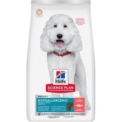 2.5 kg Adult Hypoallergenic Medium met Zalm Hill's Science Plan Hondenvoer 2.5 kg Adult Hypoallergenic Medium met Zalm Hill's Science Plan Hondenvoer