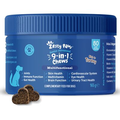 Zesty Paws Senior Advanced 9-in-1 Chews Kalkoen - 50 Kauwtabletten Zesty Paws Senior Advanced 9-in-1 Chews Kalkoen - 50 Kauwtabletten