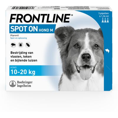 Frontline Spot-On Hond, 10 tot 20 kg, 3 Pipetten Frontline Spot-On Hond, 10 tot 20 kg, 3 Pipetten