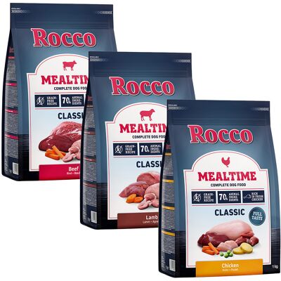 3x1kg Rund, Kip & Lam Rocco Mealtime Hondenvoer 3x1kg Rund, Kip & Lam Rocco Mealtime Hondenvoer