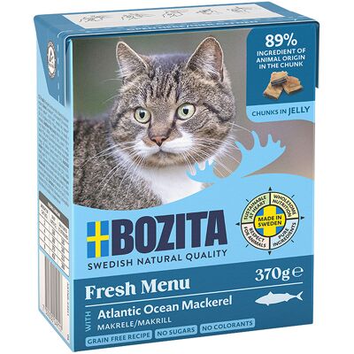 24x370g Stukjes in Gelei met Makreel Bozita Kattenvoer 24x370g Stukjes in Gelei met Makreel Bozita Kattenvoer