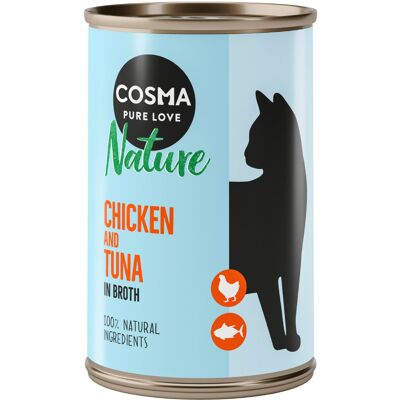 12x140g Nature Kippenborst & Tonijn Cosma Kattenvoer 12x140g Nature Kippenborst & Tonijn Cosma Kattenvoer