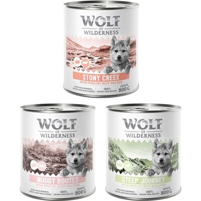 Wolf of Wilderness Junior “Expedition” 6 x 800 g - Mixpakket Wolf of Wilderness Junior “Expedition” 6 x 800 g - Mixpakket