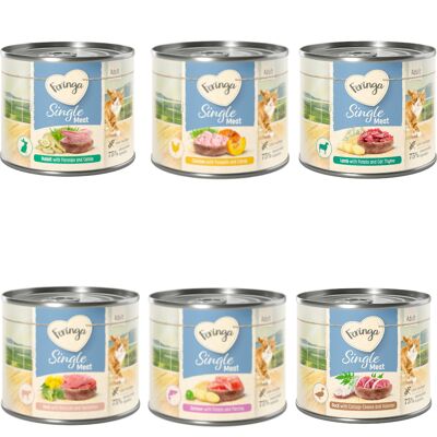 Feringa Single Meat Menu 12 x 200 g Kattenvoer - Gemengd pakket I (6 smaken): Kip, Konijn, Lam, Kalf, Eend, Zalm Feringa Single Meat Menu 12 x 200 g Kattenvoer - Gemengd pakket I (6 smaken): Kip, Konijn, Lam, Kalf, Eend, Zalm