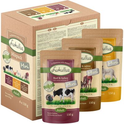 24x150g Mix (3 Smaken) Mini Vershoudzakjes Lukullus Hondenvoer 24x150g Mix (3 Smaken) Mini Vershoudzakjes Lukullus Hondenvoer