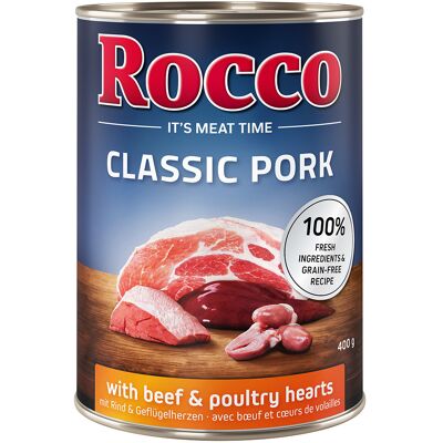 Voordeelpakket: Rocco Classic Pork 12 x 400g Hondenvoer Rund & Gevogelteharten Voordeelpakket: Rocco Classic Pork 12 x 400g Hondenvoer Rund & Gevogelteharten