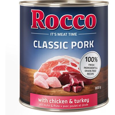 Rocco Classic Pork 6 x 800 g Hondenvoer Kip & Kalkoen Rocco Classic Pork 6 x 800 g Hondenvoer Kip & Kalkoen